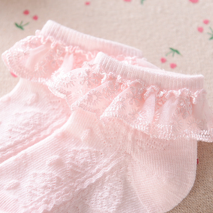 Retro Lace Ruffle Ankle Length Socks