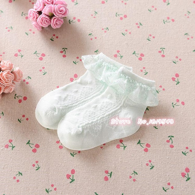 Retro Lace Ruffle Ankle Length Socks
