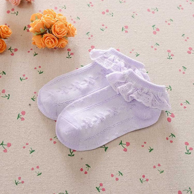 Retro Lace Ruffle Ankle Length Socks